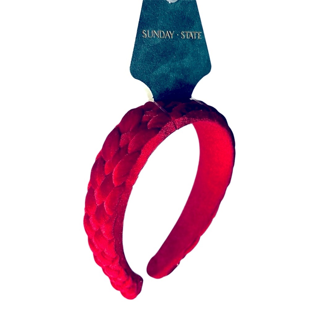 Sunday State Beautiful Red Braided Velvet Headband NEW!